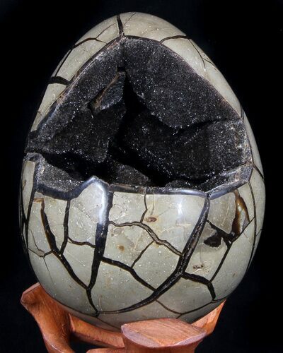 Septarian Dragon Egg Geode - Crystal Filled #37357